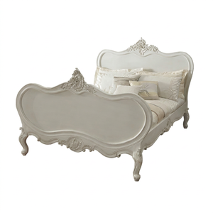 French Antique Style <b>Queen</b> <b>Size</b> Carved Mahogany Round <b>Bed</b> European Design Solid Wood Bedroom Furniture Set for Home Use - Product Image 1