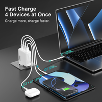 Chargeur mural GaN 140W à prises interchangeables, 3 ports USB-C QC, USB-A, alimentation à charge rapide multi-ports, adaptateur de voyage international