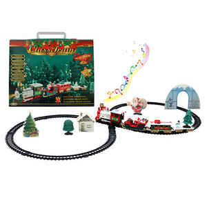 Mini tren eléctrico de Navidad con escena de Papá Noel DIY de 260CM hecho a mano con pista de desmontaje y caja de plástico portátil - Product Image 1