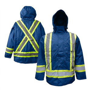 Chaqueta de Seguridad Reflectante de Alta Visibilidad con Capucha y Franjas Cruzadas en la Espalda para Ropa de Trabajo - Product Image 4