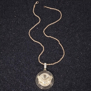 Kalung Elang Putar Berlapis Emas 45cm untuk Anak-Anak, Kristal & Berlian Imitasi, Gaya Punk, Hadiah Perhiasan Grosir - Product Image 4