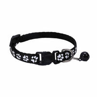 Collier pour animaux de compagnie avec imprimé empreinte réfléchissante et clochette, réglable 19-33 cm, sangle de cou en polyester pour chats et petits chiens, multicolores