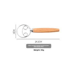 Batidor de masa profesional Baker con mango de madera, doble batidor <span class=keywords><strong>para</strong></span> amasar y <span class=keywords><strong>batir</strong></span> <span class=keywords><strong>huevos</strong></span>, ideal <span class=keywords><strong>para</strong></span> panadería y repostería. - Product Image 5