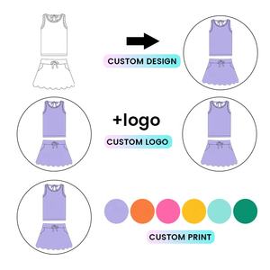 Kerui meisjes sportkleding op maat gemaakte kleur golfdesign <span class=keywords><strong>fitness</strong></span> yoga set kindermeisjes mouwloze outfits met twee zakken tennissets - Product Image 4