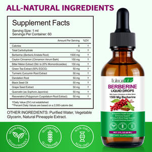 Vente en gros Marque privée Vegan 1500mg Berbérine Gouttes liquides Supplément à la cannelle de Ceylan pour le système immunitaire Digestion Santé - Product Image 5