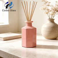 Bouteille diffuseur à roseaux en verre rose vide, best-seller, 50 ml, 100 ml, épaule plate, personnalisable