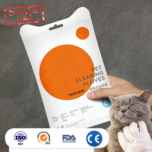 Gants de nettoyage pour animaux de compagnie jetables, doux, avec logo personnalisable, vente en gros, avec lingettes humides pour un nettoyage en profondeur, 6 pièces - Product Image 1