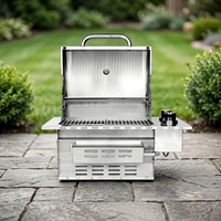 Grill encastrable innovant sans fumée à 2 brûleurs avec fenêtre panoramique en verre, brûleur arrière infrarouge, en acier inoxydable, électronique, au butane/GPL