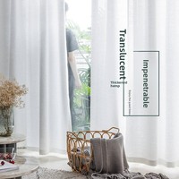 Rideau occultant blanc en tissu uni pour balcon, rideau en faux lin froissé pour baies vitrées
