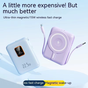 Fabrik preis PD 22,5 W Schnell ladung Magnetische drahtlose Power Bank 10000mAh Typ-C-Anschluss 2-in-1-Ladegerät mit LCD-Display und Kabeln - Product Image 5