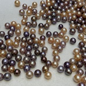 ไข่มุกน้ำจืดเอดิสันเกรด AAAA ขนาด 8-9 มม. สีม่วงและสีพีช รูปทรงกลม ไม่มีรู สำหรับทำเครื่องประดับ - Product Image 3