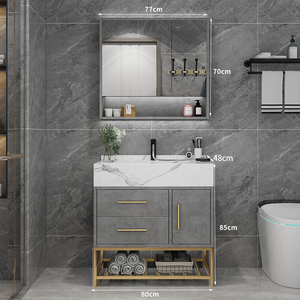<b>Wall</b> <b>Mounted</b> Sink <b>Cabinet</b> With Double Drawers Bathroom LED Mirror Light <b>Cabinet</b> Furniture Vanity Bathroom <b>Cabinet</b> - Product Image 3