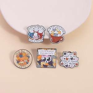 Cartoon Cat Series Pin Niedlich Orange Cat Cup Design Schwarz Ver nickeln für chinesische Neujahr Vatertag Abschluss Neujahr Neujahr - Product Image 3