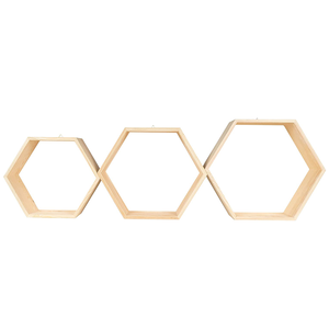 Ensemble <span class=keywords><strong>de</strong></span> <span class=keywords><strong>3</strong></span> boîtes en bois à texture naturelle, présentoirs en forme d'<span class=keywords><strong>hexagonales</strong></span> - Product Image 3