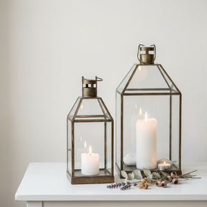 Manufacturers <b>Brass</b> Antique Metal Framed Glass Candle <b>Lanterns</b> for Home and Patio Decoration - Product Image 1
