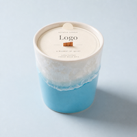 Bougie parfumée personnalisable pour les fêtes, parfum longue durée, luxe vintage, bleu poussiéreux, bougie en cire de soja