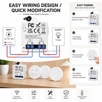 Interrupteur sans fil RF 433 MHz AC 110V 220V 10A, télécommande, récepteur relais, mini interrupteur mural à bouton rond, portée 50 m, lampe LED