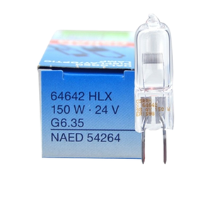 หลอดไฟผ่าตัดแบบฮาโลเจนไร้เงา <span class=keywords><strong>150W</strong></span> ระดับมืออาชีพ และไฟไมโครสโคป 24V 64657 HLX ผลิตโดย <span class=keywords><strong>OSRAM</strong></span> สำหรับอุปกรณ์การแพทย์ - Product Image 1