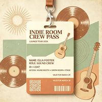 Tarjeta de Identificación Personalizada para Personal de Conciertos, Impresa en PVC Mate Ecológico, Diseño Personalizado para Festivales de Música, Tarjeta de Identificación para Personal de Espectáculos en Vivo