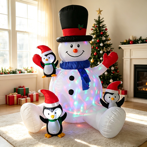Muñeco <span class=keywords><strong>de</strong></span> <span class=keywords><strong>Nieve</strong></span> Inflable Gigante <span class=keywords><strong>de</strong></span> Navidad con Pingüinos y Luces LED, Decoración para Jardín Exterior, 210 cm - Product Image 6