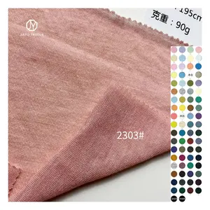 China 90gsm 85% polyester 15% viscose blended single plain fabric ultra-thin summer T-shirt clothing knitted fabric