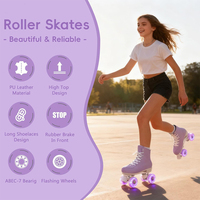 Patins à roulettes quad OEM/ODM en gros avec 4 roues lumineuses en PU, patins de location pour patinoires