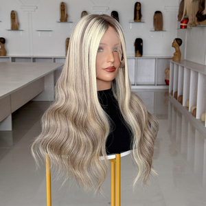 วิกผมสีไฮไลท์แบบลอนสไตล์รัสเซีย ผลิตจากผมแท้  งานแฮนด์เมด  ฐานลูกไม้  วิกทางการแพทย์  เส้นผมดูเป็นธรรมชาติ สำหรับผู้ป่วยโรคผมร่วง - Product Image 3