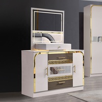 Nouvelle conception de chambre à coucher turque complète, ensembles de luxe pour lit king size, 5 pièces, cadre en bois double, ensemble de meubles de chambre à coucher modernes