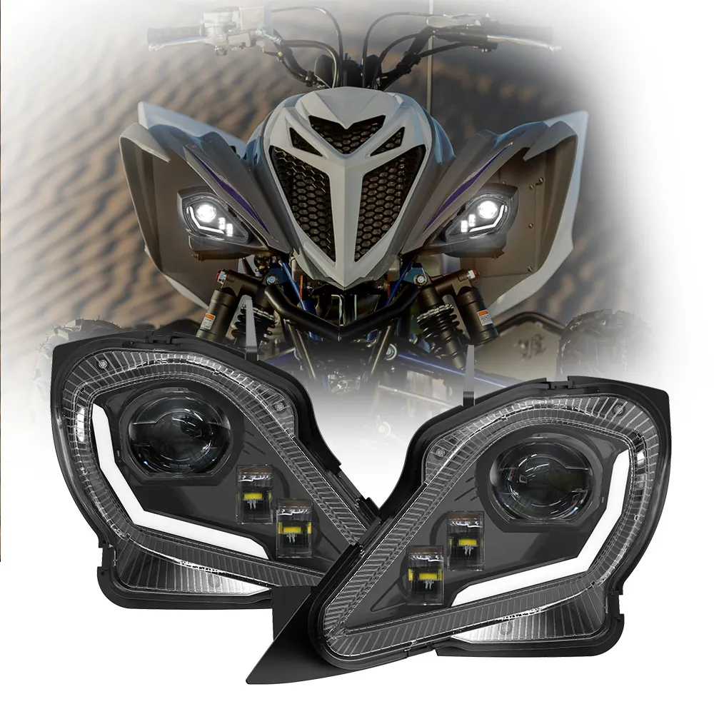 Voor Yamaha Atv Raptor 700 Led Koplamp Voor Montage Hi/Lo Beam White Halo Projector Koplampen