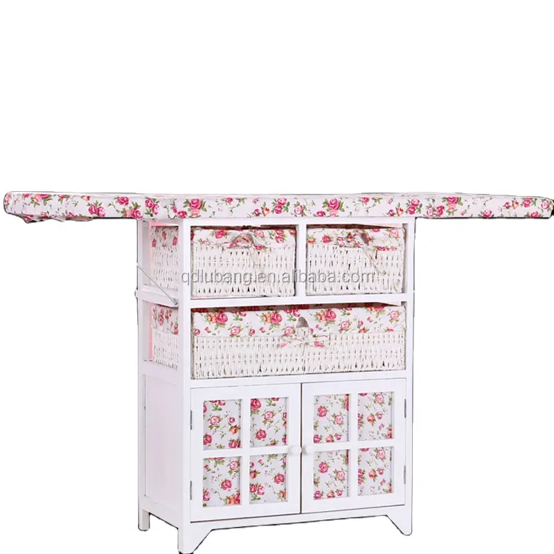 European white solid wood ironing designs board with clothes rack