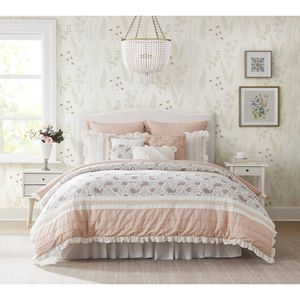 Juego de edredón con estampado floral DB de 9 piezas, 100% algodón, percal, estilo simple para bodas en casa, disponible en tamaños King Super King - Product Image 5