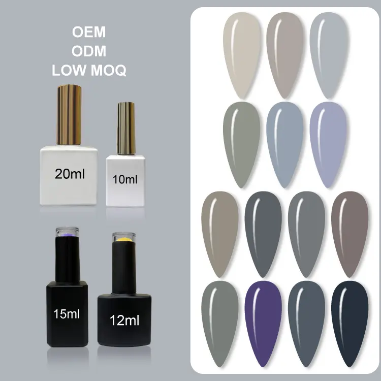 2023 hiver couleur vernis à ongles Gel Uv avec marque privée Gel vernis à ongles Collection Kit d'ongles UV gris Gel vernis