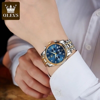 OLEVS 2858 Business multi-fuseau horaire montre-bracelet étanche fonction analogique Date montre c