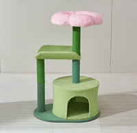 Arbre à chat quatre saisons en forme de fleurs mignonnes et amusantes, avec jouet pour chat, nid, colonne à gratter et balle intégrée - Design simple