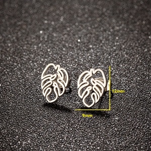 Orecchini a Perno in Acciaio Inox Placcato Platino Stile Boho Retrò a Forma di Foglia per Ragazze, Regalo di Compleanno, Gioielli alla Moda all'Ingrosso - Product Image 3