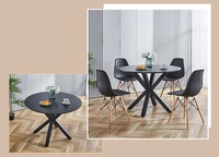 Meubles de salle à manger Table à manger ronde avec sièges en verre Style moderne Maison Restaurant 4-6 Métal Acier Bois Couvert de verre
