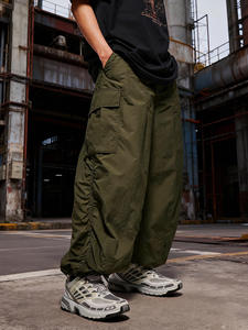 <b>Men's</b> <b>Brown</b> Relaxed Fit <b>Cargo</b> Pants Multi-Pocket Outdoor Utility Trousers with Drawstring Waist for Casual Wear - Product Image 5