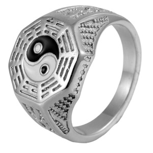 yunnique Men's <b>Titanium</b> Steel <b>Ring</b> Yin Yang Bagua Geometric Design Gold Color Fashion Jewelry Gift - Product Image 5