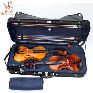 Étui professionnel double pour violons, tailles 4x4 et 4x3, coque rigide avec intérieur rembourré, pour deux violons et plusieurs archets - Product Image 1