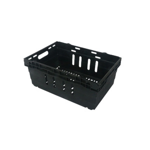 Supermarket <b>Basket</b> 595x385x240mm Plastic <b>Stackable</b> Nesting Vegetable Fruit Storage Crate Blue Green Black - Product Image 2