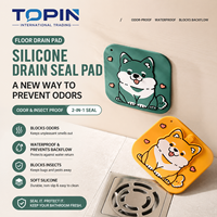 Tapis de sol en silicone motif dessin animé, anti-odeur, couvercle d'étanchéité pour drain de salle de bain, bouchon de vidange, couvercle d'étanchéité pour verre, marque TOPIN