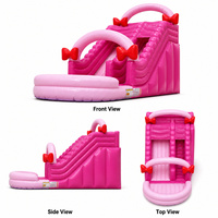 Vente en gros de château gonflable en PVC durable en forme de papillon rose, trampoline d'escalade, toboggan aquatique pour enfants, utilisation en extérieur dans le jardin