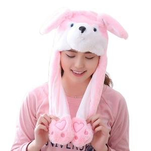 Gorros de invierno de peluche coreanos bonitos y económicos con orejas móviles que se iluminan, regalos de San Valentín, gorro de árbol de Navidad, juguete de animal que no pierde pelo - Product Image 1