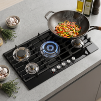 Table de cuisson domestique multi-cuiseurs à gaz GPL intégrée, 5 brûleurs, allumage électronique, surface vitrocéramique, classe A écoénergétique