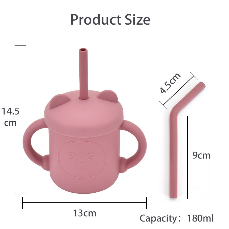 Cốc silicon chống trượt không trượt cho bé có ống hút để cho ăn 3