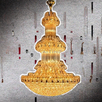 SIMIG lustre en cristal doré de luxe haute qualité économie d'énergie Dimmable grand plafond lampes suspendues pour hôtel/Villa/mosquée