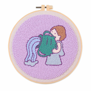 Kit de broderie Punch Needle 12 Constellations du Zodiaque en tissu pré-imprimé, cerceau en bambou, fil et outils – Décoration d'intérieur, cadeau - Product Image 2