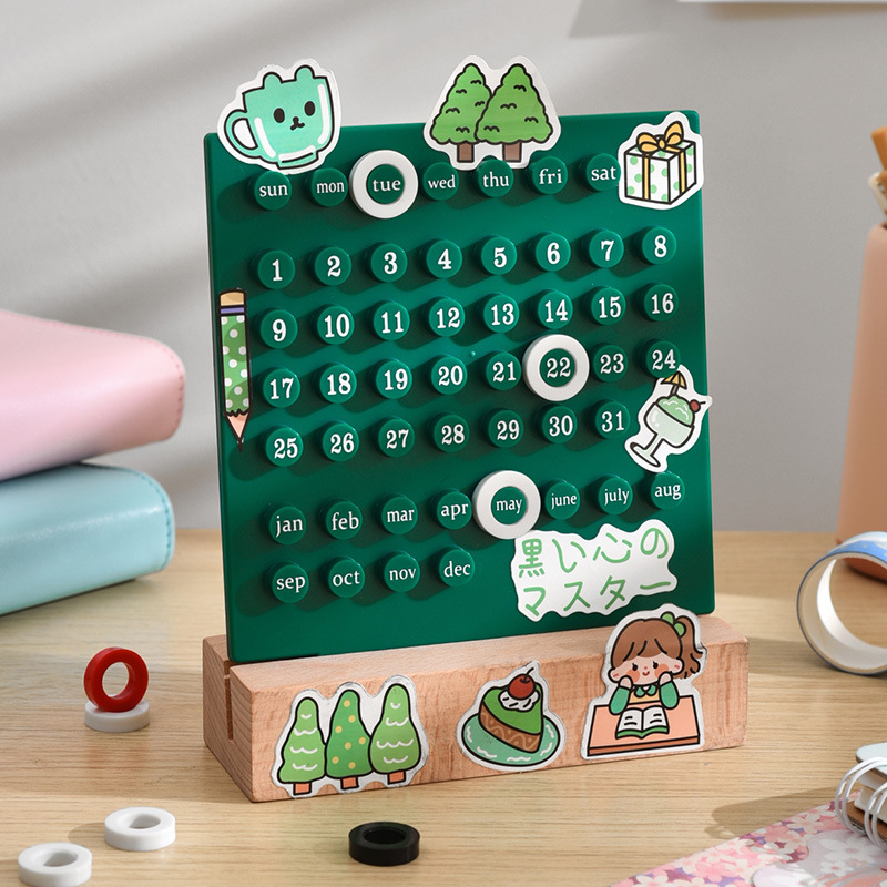 Anillo calendario perpetuo verde [Sin pegatinas]
