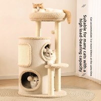 Arbre à chat écologique en fausse fourrure pour petit appartement, avec structure d'escalade, espace de jeu et nid, intégré pour toutes les saisons