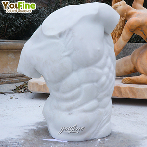 Statue de torse d'Homme Musclé Nue en Marbre Noir, style Gaddi, Héllénique - Product Image 2